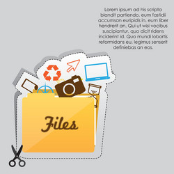 Label with cut lines and an icon of files folder vector