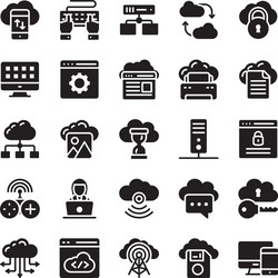 Network and cloud computing glyph icon collection vector