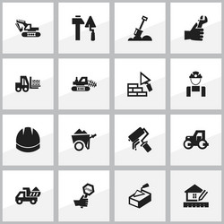 set of 16 editable structure icons includes vector image