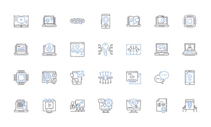cybersecurity line icons collection encryption vector image