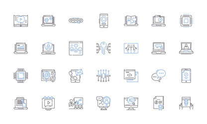 Cybersecurity line icons collection encryption vector