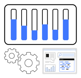 data visualization with bar chart and interface vector image