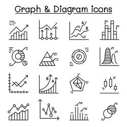 graph diagram chart icons set in thin line style vector