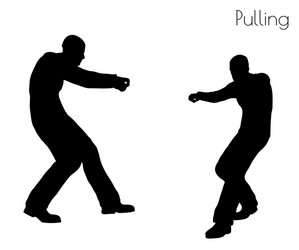 Man in pulling action pose vector