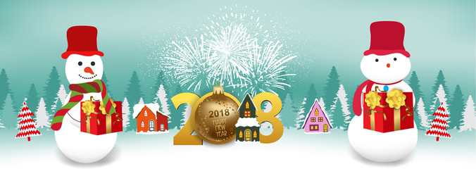new year 2018 background with christmas gold ball Vector Image