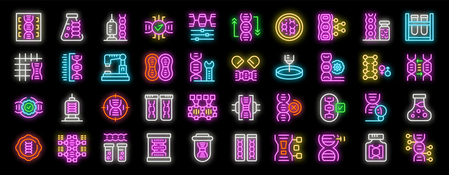set of colorful neon icons depicting different vector image