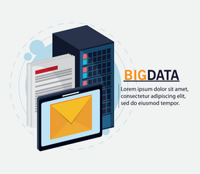 Big data center base and web hosting icon set vector