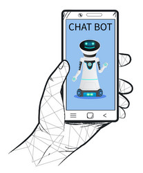 Chat bot in mobile phone application robot vector