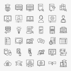 Learning solid icon set Royalty Free Vector Image