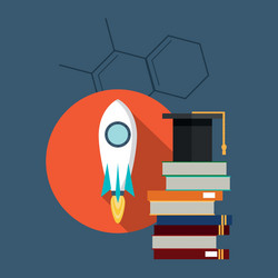 rocket with science related icons image vector image