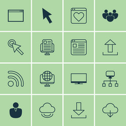 set of 16 world wide web icons includes website vector image