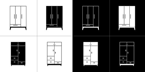 Furniture icons wardrobes in flat style Royalty Free Vector