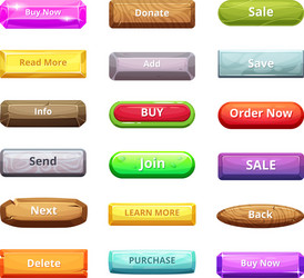 cartoon buttons for web market and other internet vector image