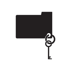 flat icon in black and white key folder vector image
