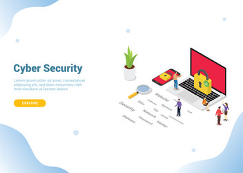 isometric cyber security concept for website vector