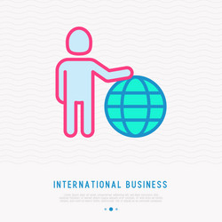 international business man holding globe vector