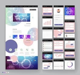 Website template design with interface elements vector