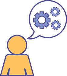 avatar with gears inside bubble line and fill vector image