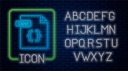 glowing neon css file document download vector image