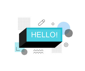 hello abstract speech bubble box label vector