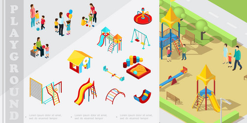 Isometric kids playground composition Royalty Free Vector