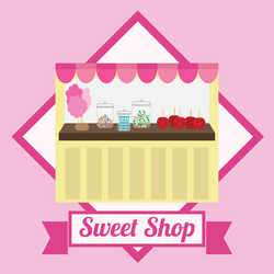 Street market vendor kiosk with cotton candy ice Vector Image