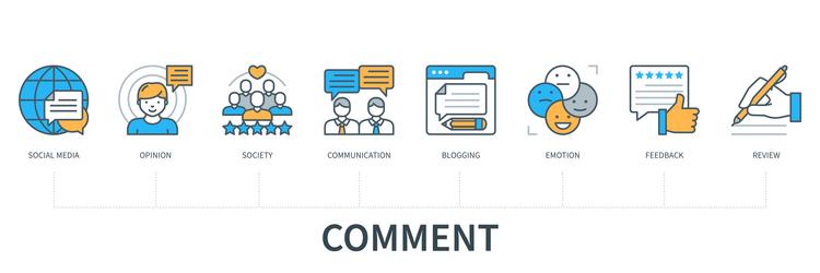 Comment concept with icons social media opinion vector