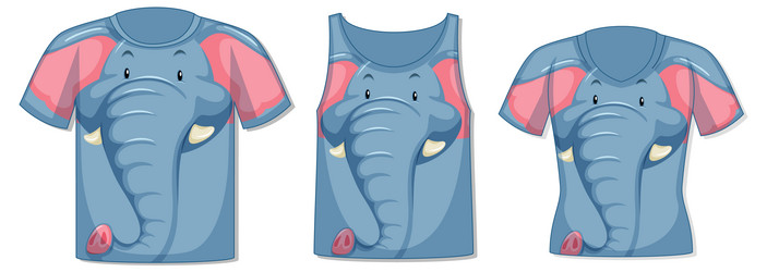 Different types of tops with elephant pattern vector