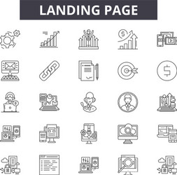 Landing page line icons signs set vector