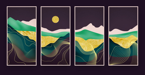 abstract mountain posters fantasy landscape vector