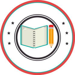 circular border with starts and open notebook vector image