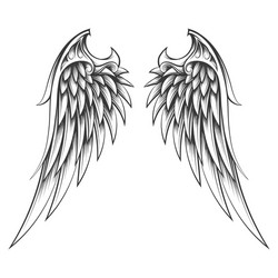 Engraved Wing Tattoo Vector Image