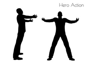 Man in hero action pose vector