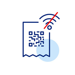 qr-code on receipt and no wi-fi symbol data vector image