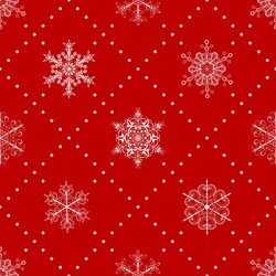 Red Snowflake Seamless Pattern vector image