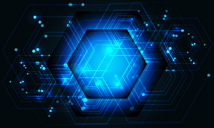 abstract blue hexagon line circuit power data vector image