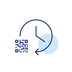 clock with refresh arrow and qr-code symbol pixel vector image