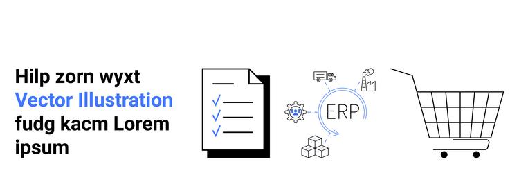 erp workflow with checklist and shopping cart vector image