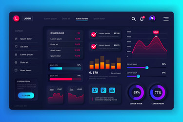 neumorphic dashboard ui kit admin panel design vector image