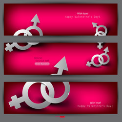 abstract banners with male female symbol vector