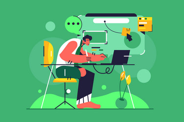 designer guy is working at computer vector image