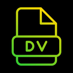dv file type icon with an outline gradient design vector image