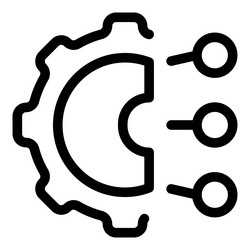 gear connecting with three dots representing data vector image