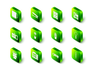 set office stapler drawer with documents printer vector image