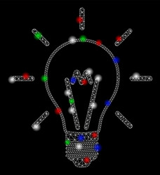 bright mesh network invent bulb with flare spots vector image