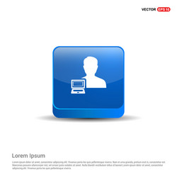 computer user icon - 3d blue button vector image