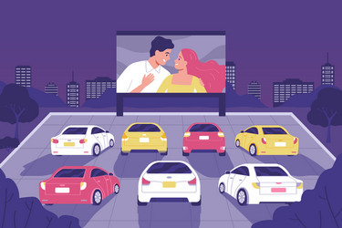 open air cinema car vector