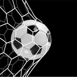 Realistic soccer ball or football in net vector