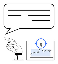 robotic hand pointing to data analytics graph vector image