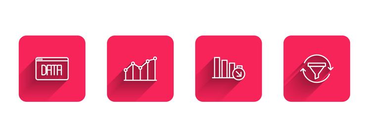set line data analysis pie chart infographic vector image